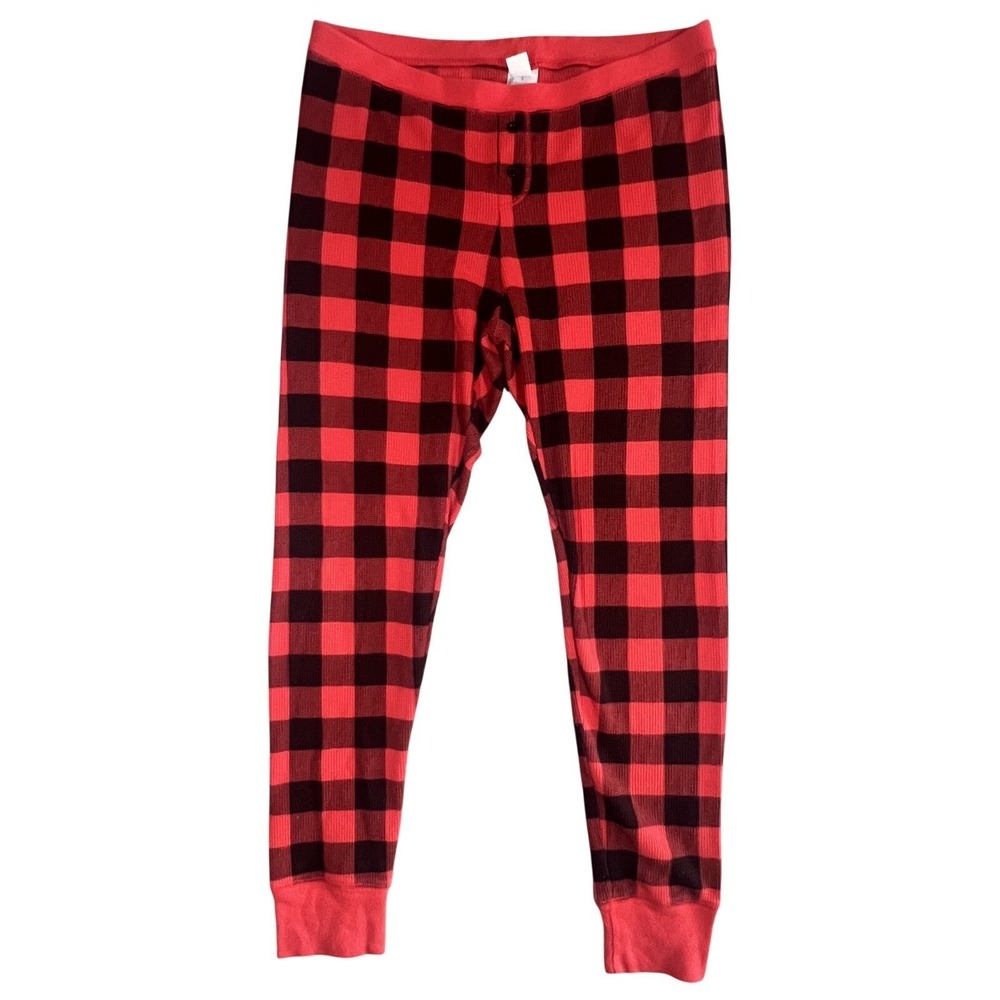 Old Navy Women's L Large Red‎ Black Buffalo Plaid Thermal Pajama Pants Sleepwear